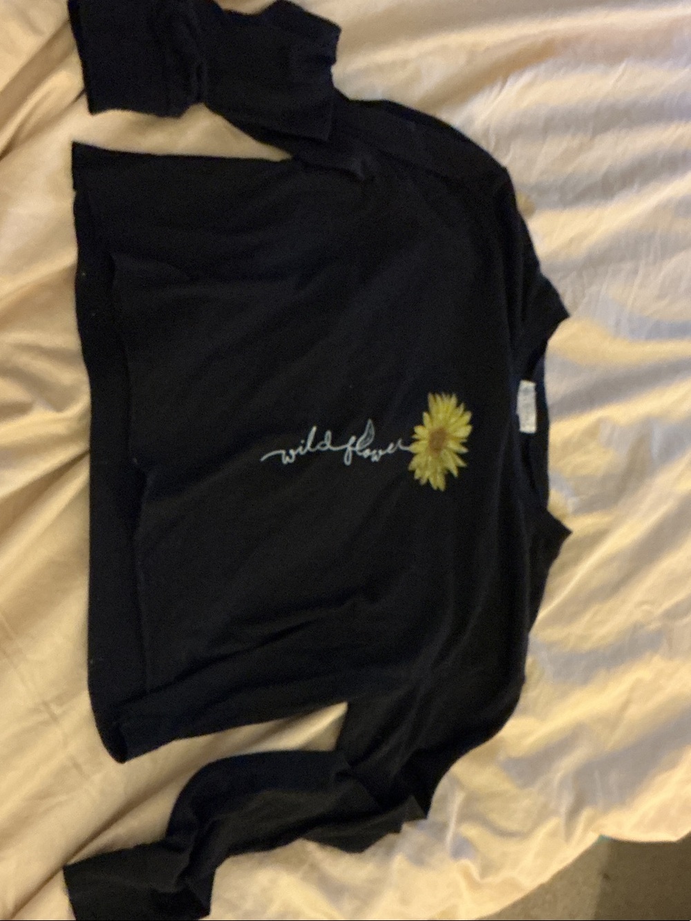 Jr Black 'Wild Flower' Long Sleeve Top with Yellow Flower Graphic